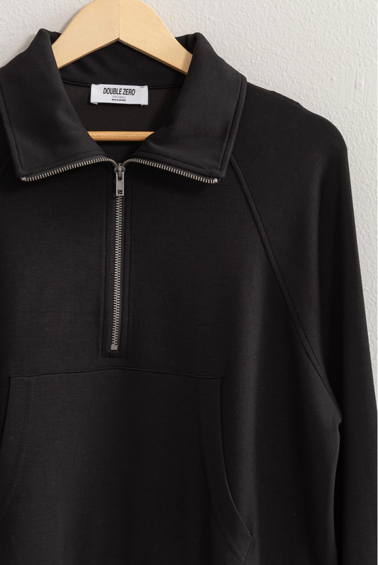 Top - Black Half Zip Sweatshirt